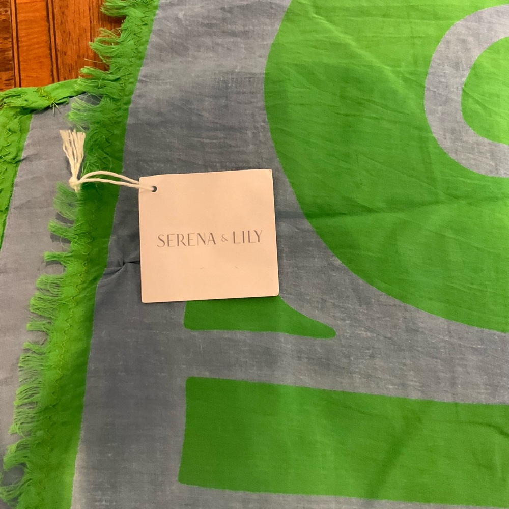 Serena & Lily Vibrant Green and blue Parero / shawl/ bathing suit coverup